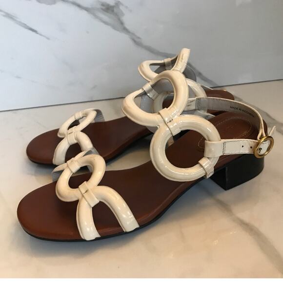 See by Chloe Patent Leather Ivory Circle Heeled Sandals 37.5 - Picture 1 of 15